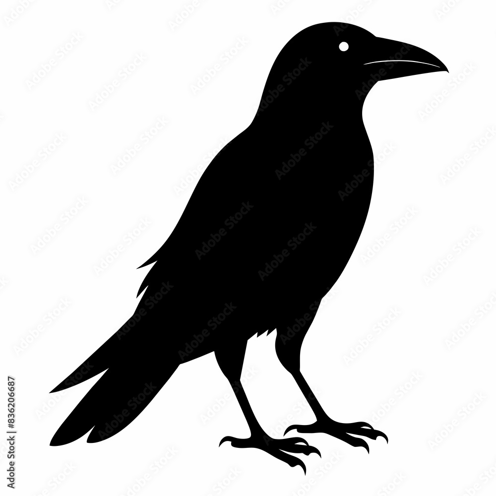 Obraz premium Crow setting on a branch vector silhouette illustration 