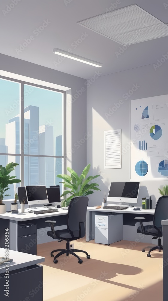 flat minimalist illustration of office interior design flat minimalist illustration of office interior design