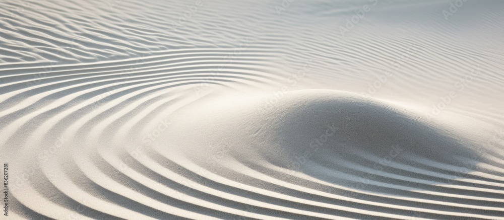 Top view of a tranquil white sand background with a soothing pattern for creating a Zen atmosphere conducive to meditation, with copy space image. Top view of a tranquil white sand background with a soothing pattern for creating a Zen atmosphere conducive to meditation, with copy space image.