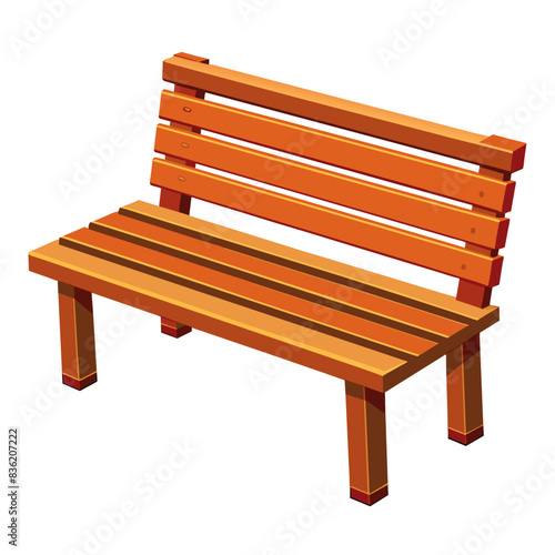 Empty wooden bench on white background 