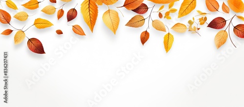 An autumn oak leaf isolated on a plain white backdrop with ample copy space image available.
