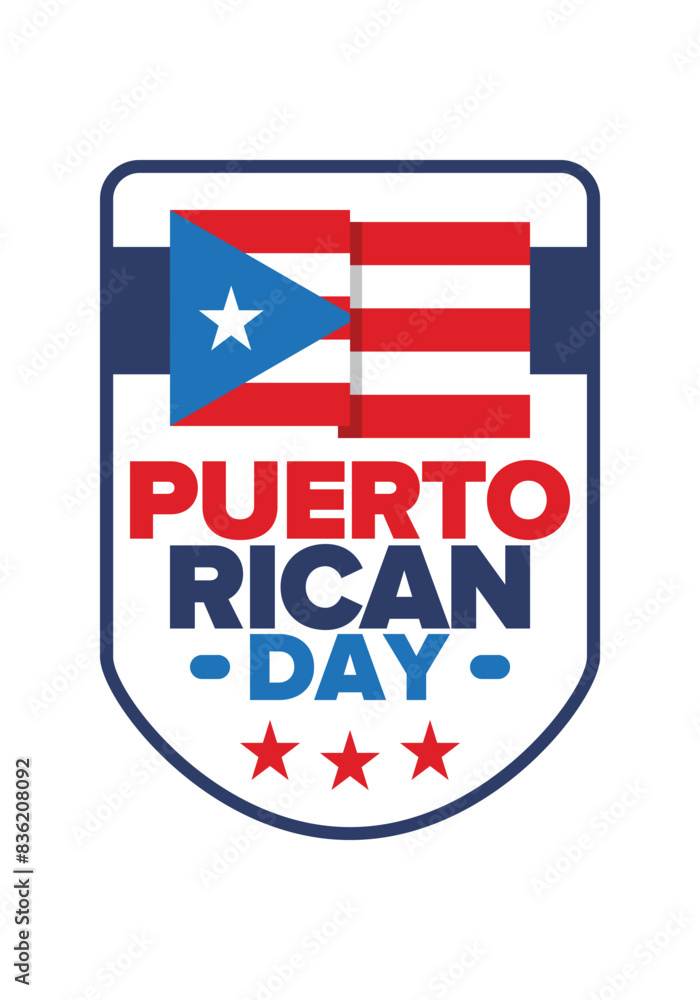 Puerto Rican Day. National happy holiday. Festival and parade in honor of independence and freedom. Puerto Rico flag. Latin american country. Patriotic elements. Vector poster illustration Puerto Rican Day. National happy holiday. Festival and parade in honor of independence and freedom. Puerto Rico flag. Latin american country. Patriotic elements. Vector poster illustration
