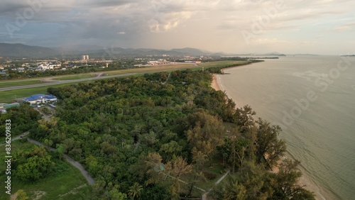 Kota Kinabalu, Malaysia – May 30 2024: The Tanjung Aru Beach During Sunset photo