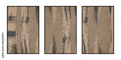 Set of 3 Abstract illustration in vintage style. For use in graphics, for wall decor. .