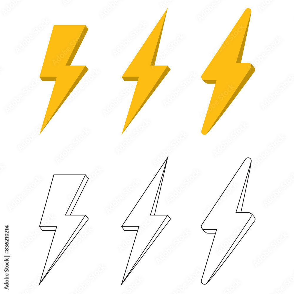 set of Lightning icon Vector Illustration. set of Lightning icon Vector Illustration.
