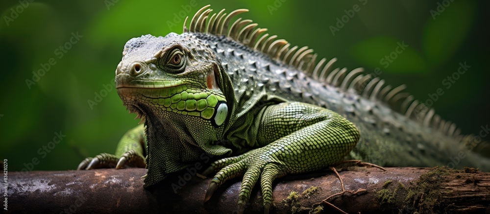 Endangered Caribbean iguana's face, with space for additional imagery. Endangered Caribbean iguana's face, with space for additional imagery.