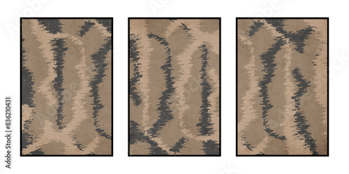 Set of 3 Abstract illustration in vintage style. For use in graphics, for wall decor. .