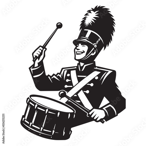 Happy Marching Band Drummer Vector