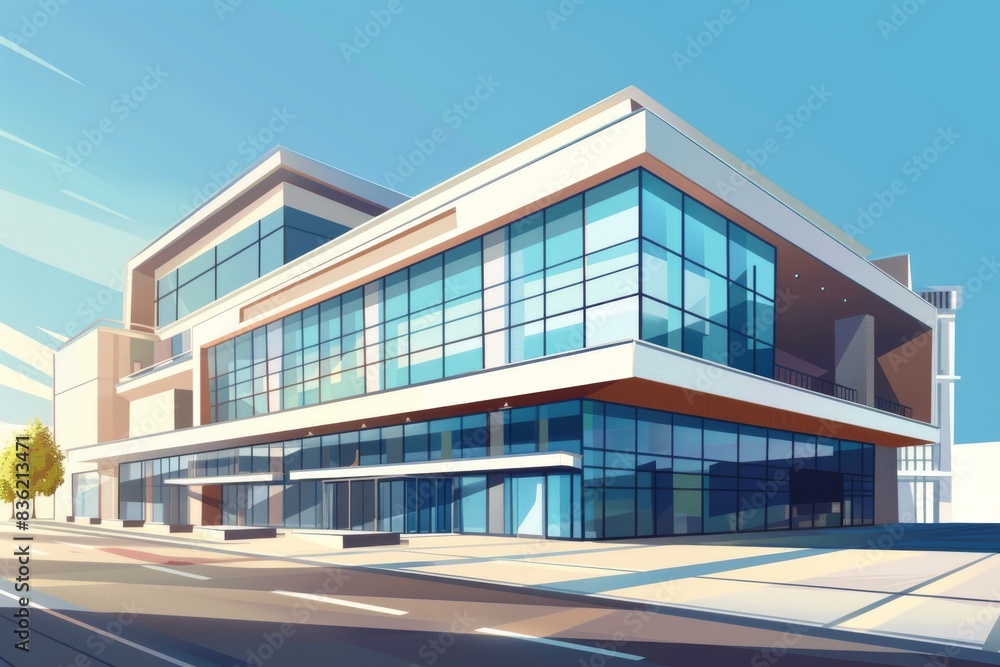 A Modern Glass Facade Reflecting Sunlight On A Sunny Day A Modern Glass Facade Reflecting Sunlight On A Sunny Day