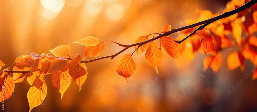 Colorful autumn leaves on branches with a turquoise sky background in a photo ideal for autumn-themed copy space image. Colorful autumn leaves on branches with a turquoise sky background in a photo ideal for autumn-themed copy space image.
