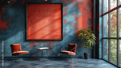 Warm peach fuzz 2024 color trend dining room trend. Black wall backgraund and accent peach tone.