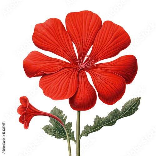 Wallpaper Mural A single red flower with a single bud, isolated on black background.  A delicate, stylized illustration.  Floral design element. Torontodigital.ca