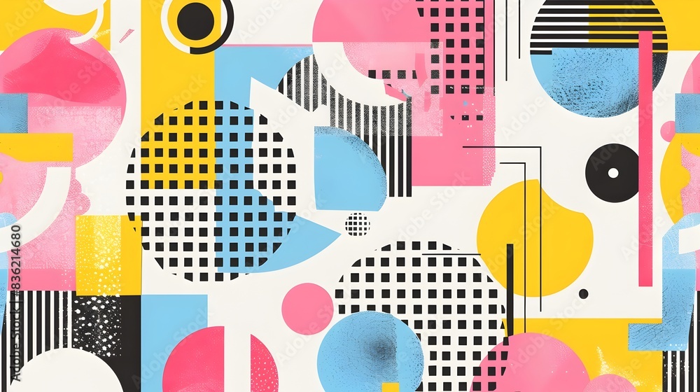 Obraz premium Vibrant Pastel Geometric Tile Pattern for Modern Minimalist Decor and Design