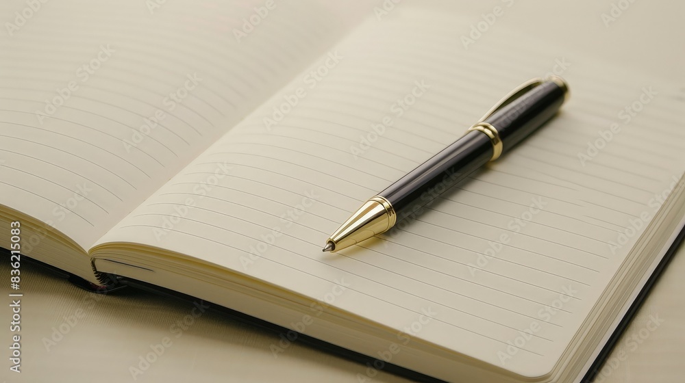 A close-up of a pen resting on an open lined notebook, symbolizing writing, journaling, or planning in a minimalist setting. A close-up of a pen resting on an open lined notebook, symbolizing writing, journaling, or planning in a minimalist setting.