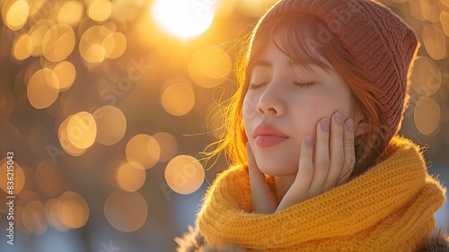 Wallpaper Mural Woman in park with sore throat Torontodigital.ca