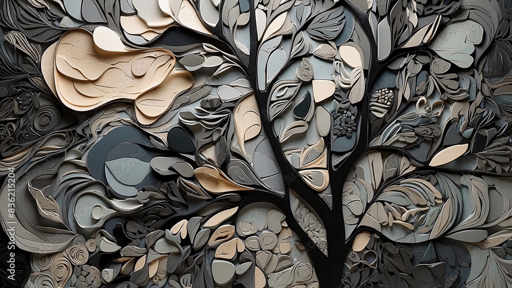 Serenity Tree: A Symphony in Blue and Beige Serenity Tree: A Symphony in Blue and Beige