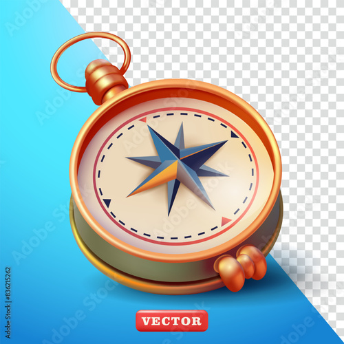 Antique compass. 3d vector, Suitable for design elements and game elements