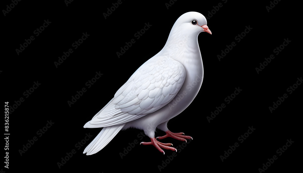 Stark White Pigeon on Black Background: Striking and Contrasting Bird Illustration Stark White Pigeon on Black Background: Striking and Contrasting Bird Illustration