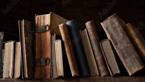 Antique books on the shelf