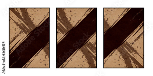 Set of 3 Abstract illustration in vintage style. For use in graphics, for wall decor. .