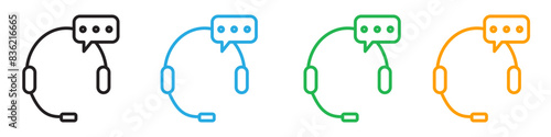 Support service headset icon line art vector