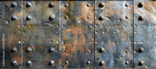 metal plate texture with rivets, scratches and wear marks