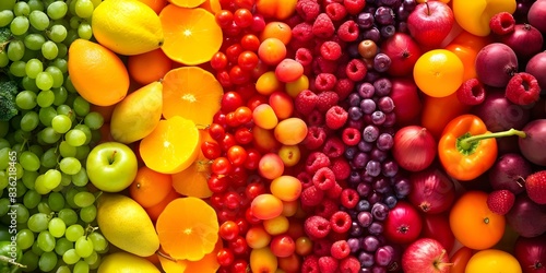 Eating a variety of colorful fruits and vegetables promotes a balanced diet. Concept Healthy Eating, Balanced Diet, Colorful Fruits, Colorful Vegetables, Nutrition photo