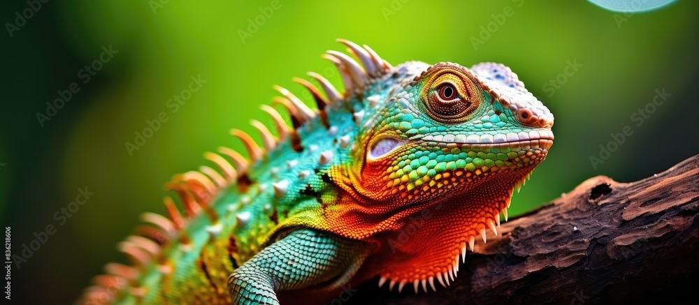 Fototapeta premium Exotic vet holding a drowned skink in forest water, with copy space image for wildlife vet, biologist, reptile care, and veterinary medicine.