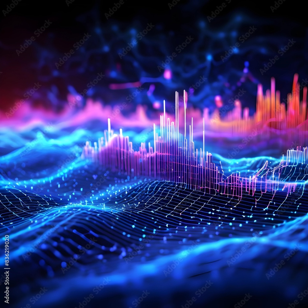 Information Stream Digital huge information stream. Blockchain information fields. Network ...