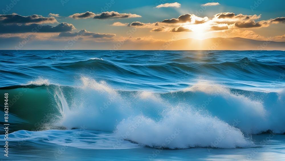 Fototapeta premium sea and sky with waves on the beach