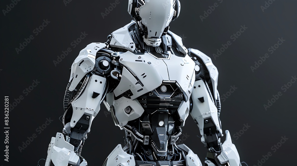 A 3D render of a hightech robot action figure with futuristic armor A 3D render of a hightech robot action figure with futuristic armor
