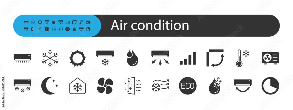 set of air condition icons, cooling, temperature set of air condition icons, cooling, temperature