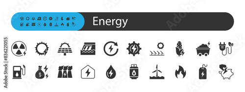 set of energy resource icons, power,  green energy