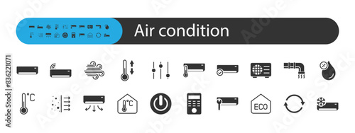 set of air condition icons, cooling, temperature