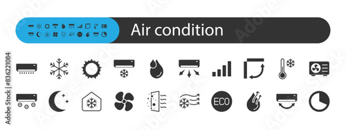 set of air condition icons, cooling, temperature