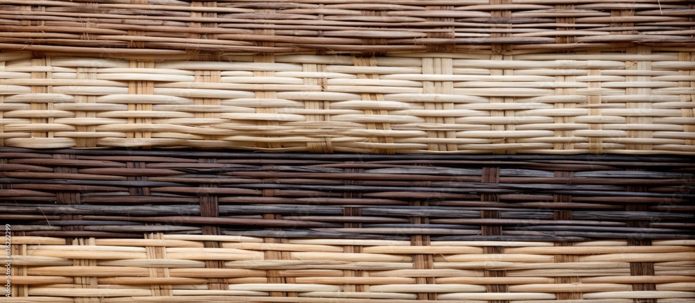 Obraz premium Woven bamboo texture creating a backdrop with copy space image.
