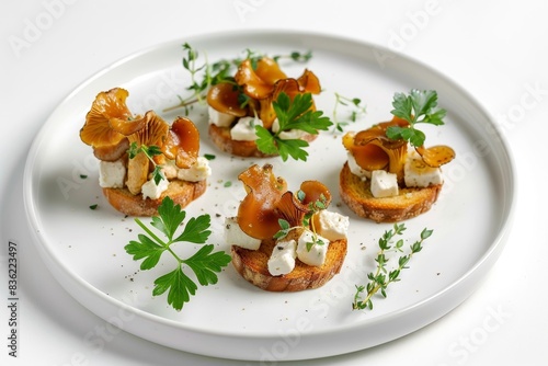 Colorful Goat Cheese Croutons with California Chanterelles