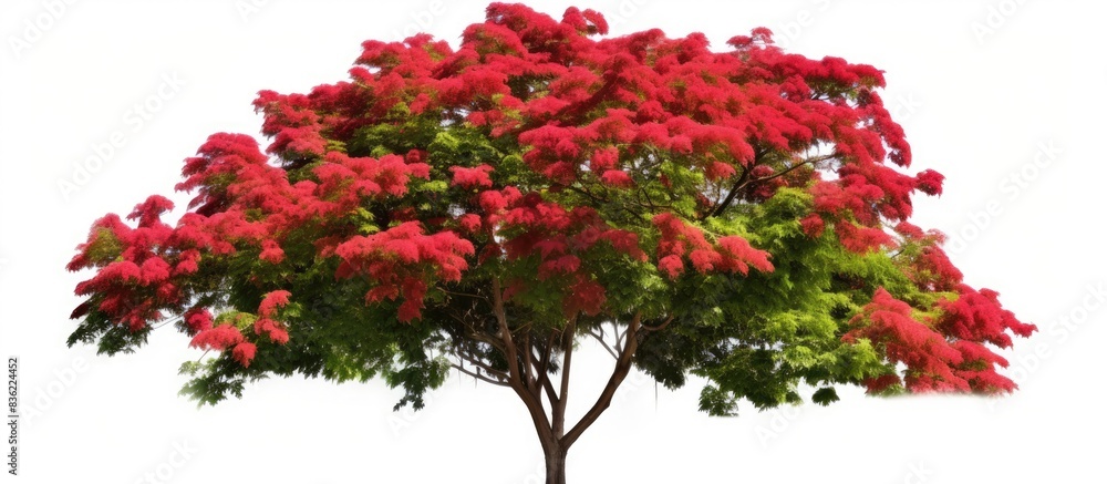A tropical tree isolated on a white background, providing a copy space image. A tropical tree isolated on a white background, providing a copy space image.