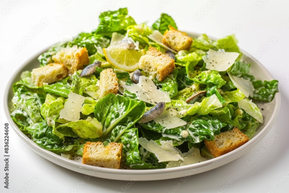 Homemade Caesar Salad with Golden Croutons and Freshly Grated Parmesan Homemade Caesar Salad with Golden Croutons and Freshly Grated Parmesan