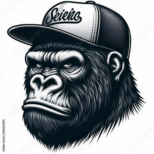 Gorilla head in a baseball cap. Vector illustration, severe gorilla in a baseball cap, on a white background
illustration vector Generative Ai photo