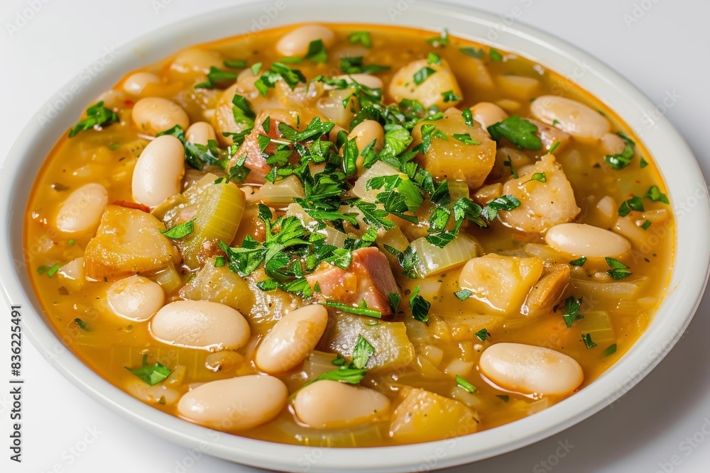 Vibrant Green Turnip Tops in Classic Spanish Caldo Gallego Stew Vibrant Green Turnip Tops in Classic Spanish Caldo Gallego Stew