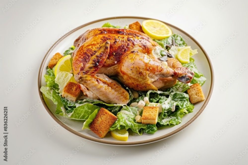 Elegant Caesar Salad with Whole Roasted Chicken and Parmigiano-Reggiano Elegant Caesar Salad with Whole Roasted Chicken and Parmigiano-Reggiano