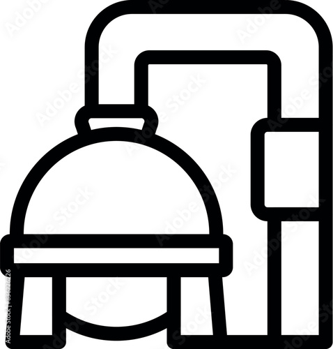 Astronaut space suit icon with helmet. Vector illustration. Outline graphic symbol for exploration and travel in black and white minimalist design
