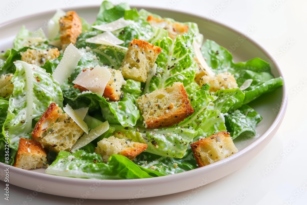 Flavorful Caesar Salad with Golden Brown Croutons and Zesty Parmesan Dressing Flavorful Caesar Salad with Golden Brown Croutons and Zesty Parmesan Dressing