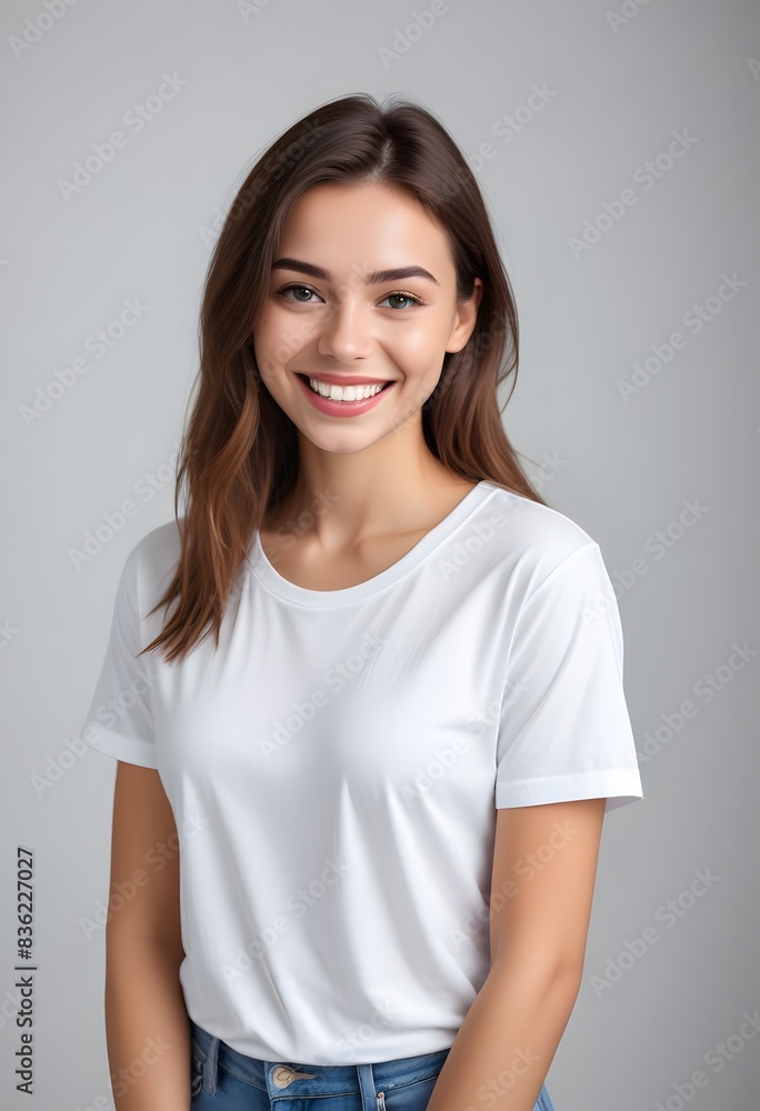 Beautiful Women in White Tshirt mockup Beautiful Women in White Tshirt mockup