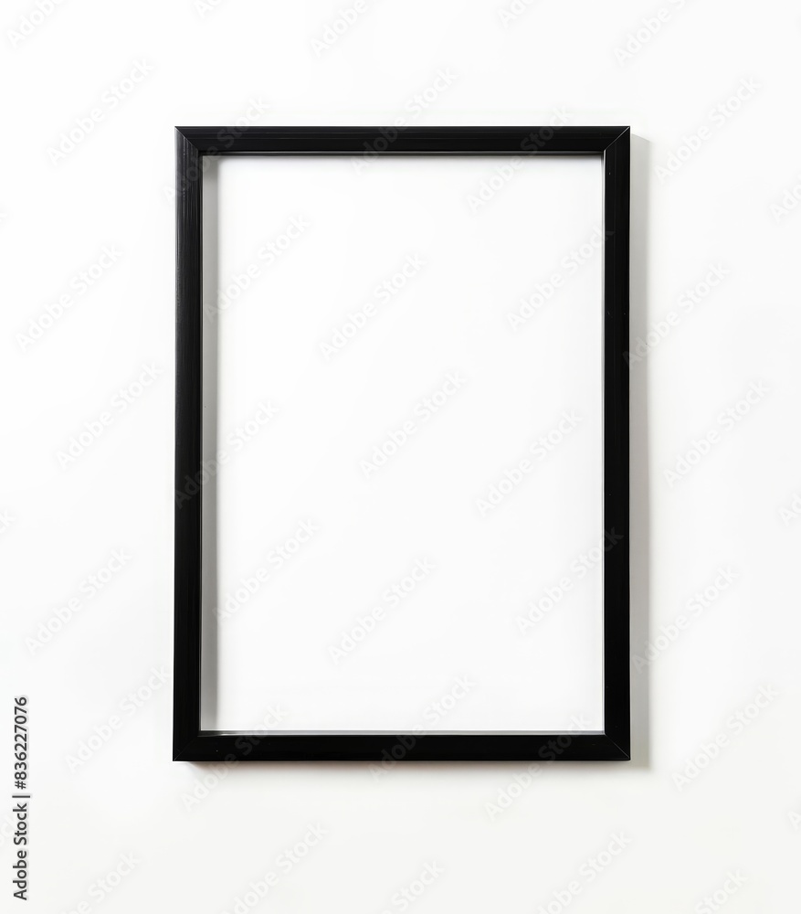 Minimalist black picture frame on a white background, with a simple and elegant style Minimalist black picture frame on a white background, with a simple and elegant style