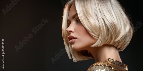 Fashion photography of a model with platinum blonde hair and elegant makeup ideal for beauty and style magazines