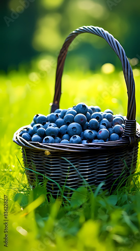 Basket of fresh blueberries