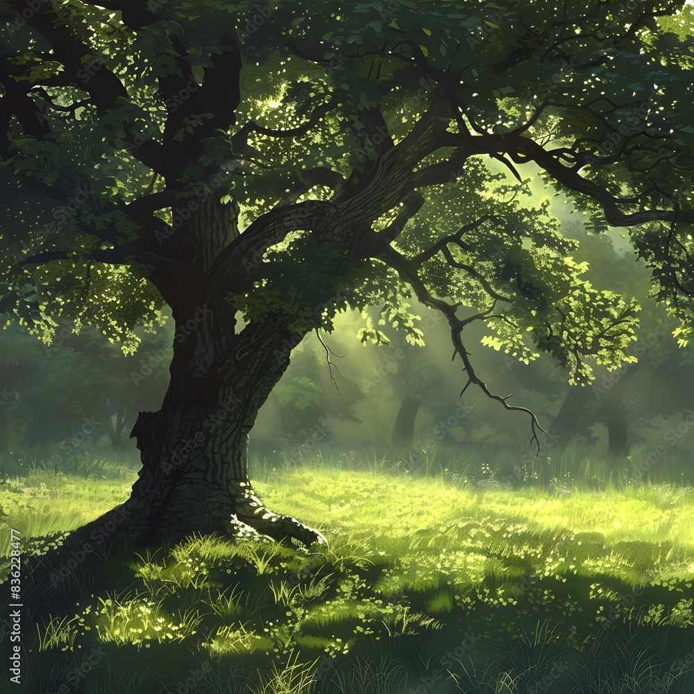 Morning Sunlight on Green Trees in Forest Park