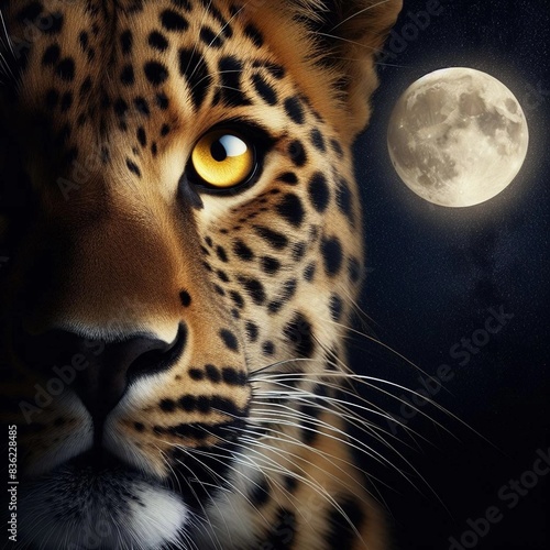 Leopard unterm Vollmond photo